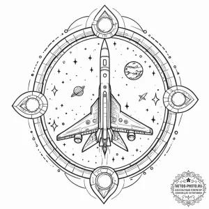 Tattoo sketch, home as a spaceship, a detaile... - эскиз тату (№1752394156_0, 13.07.2025 08:09) — tattoo-photo.ru