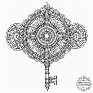 Tattoo sketch, kinetic kaleidoscope key, an i... - эскиз тату (№1752394416_0, 13.07.2025 08:13) — tattoo-photo.ru