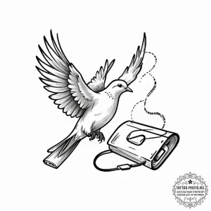 Tattoo sketch, messenger bird, data carrier,... - эскиз тату (№1752394763_0, 13.07.2025 08:19) — tattoo-photo.ru