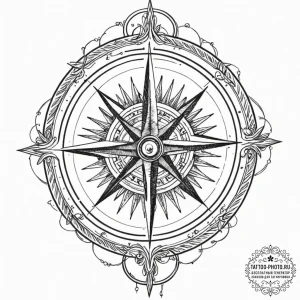 Tattoo sketch, free will's compass, a compass... - эскиз тату (№1752394849_0, 13.07.2025 08:20) — tattoo-photo.ru