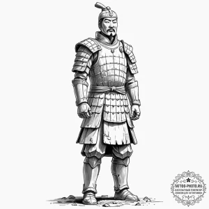 Tattoo sketch, terracotta warrior, digital au... - эскиз тату (№1752395022_0, 13.07.2025 08:23) — tattoo-photo.ru