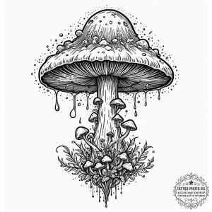 Tattoo sketch, mystical mushroom cloud, a sty... - эскиз тату (№1752395366_0, 13.07.2025 08:29) — tattoo-photo.ru