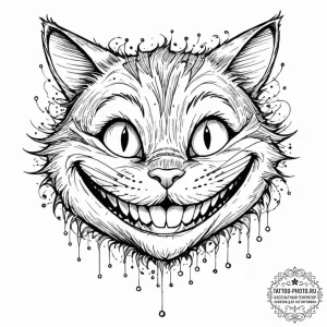 Tattoo sketch, grinning cheshire cat, digital... - эскиз тату (№1752395710_0, 13.07.2025 08:35) — tattoo-photo.ru