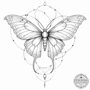 Tattoo sketch, luna moth, data pattern wings,... - эскиз тату (№1752396309_0, 13.07.2025 08:45) — tattoo-photo.ru
