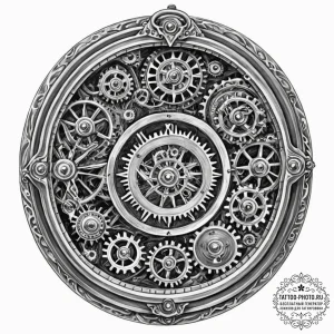 Tattoo sketch, rewound timepiece, cosmic gear... - эскиз тату (№1752396824_0, 13.07.2025 08:53) — tattoo-photo.ru