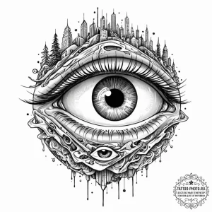 Tattoo sketch, glimpse of the metaverse, a st... - эскиз тату (№1752397599_0, 13.07.2025 09:06) — tattoo-photo.ru