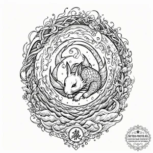Tattoo sketch, quantum rabbit hole entrance,... - эскиз тату (№1752397685_0, 13.07.2025 09:08) — tattoo-photo.ru