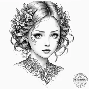 Tattoo sketch, porcelain doll, glitching soul... - эскиз тату (№1752397948_0, 13.07.2025 09:12) — tattoo-photo.ru