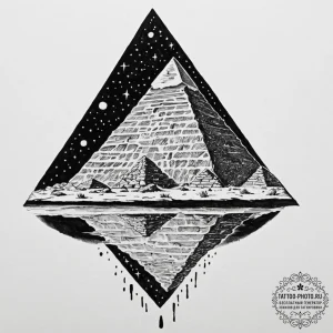Tattoo sketch, desert pyramid, galactic refle... - эскиз тату (№1752398119_0, 13.07.2025 09:15) — tattoo-photo.ru