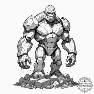 Tattoo sketch, xenolithic golem awakening, a... - эскиз тату (№1752398379_0, 13.07.2025 09:19) — tattoo-photo.ru