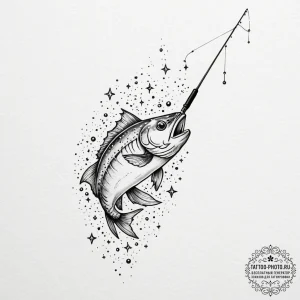 Tattoo sketch, futuristic fishing rod, a slee... - эскиз тату (№1752398724_0, 13.07.2025 09:25) — tattoo-photo.ru