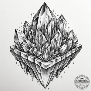 Tattoo sketch, glowing crystal data drive, a... - эскиз тату (№1752398810_0, 13.07.2025 09:26) — tattoo-photo.ru