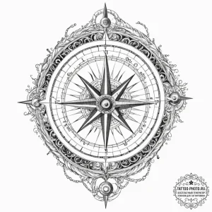 Tattoo sketch, nautical compass, cosmic curre... - эскиз тату (№1752399491_0, 13.07.2025 09:38) — tattoo-photo.ru