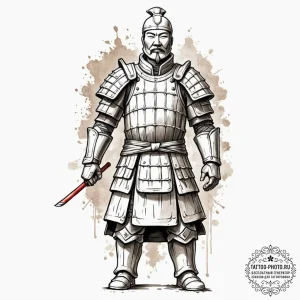Tattoo sketch, terracotta warrior, digital au... - эскиз тату (№1752399576_0, 13.07.2025 09:39) — tattoo-photo.ru