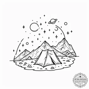 Tattoo sketch, galactic nomad's tent, a small... - эскиз тату (№1752400866_0, 13.07.2025 10:01) — tattoo-photo.ru