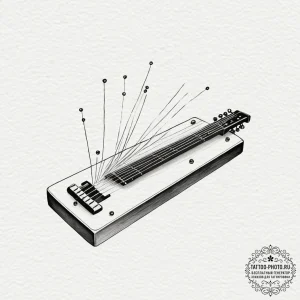 Tattoo sketch, zither's echo, memory strings,... - эскиз тату (№1752401125_0, 13.07.2025 10:05) — tattoo-photo.ru