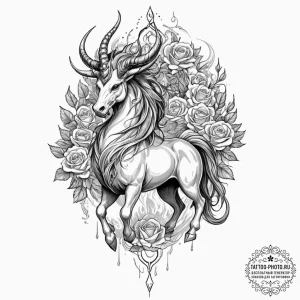 Tattoo sketch, quicksilver qilin, a majestic... - эскиз тату (№1752401389_0, 13.07.2025 10:09) — tattoo-photo.ru
