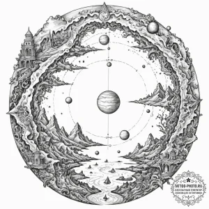 Tattoo sketch, terra incognita gateway, a sty... - эскиз тату (№1752401477_0, 13.07.2025 10:11) — tattoo-photo.ru