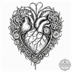 Tattoo sketch, perpetual motion heart (mechan... - эскиз тату (№1752401652_0, 13.07.2025 10:14) — tattoo-photo.ru