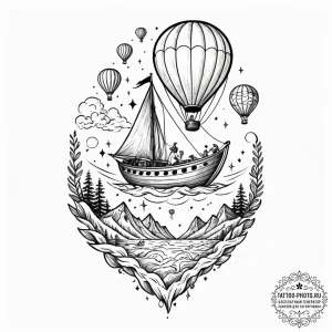Tattoo sketch, odyssey through the subconscio... - эскиз тату (№1752402169_0, 13.07.2025 10:22) — tattoo-photo.ru
