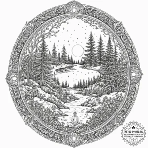 Tattoo sketch, sanctuary in the circuitry, a... - эскиз тату (№1752402339_0, 13.07.2025 10:25) — tattoo-photo.ru