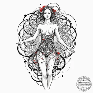 Tattoo sketch, human spirit, digital aura, a... - эскиз тату (№1752402424_0, 13.07.2025 10:27) — tattoo-photo.ru