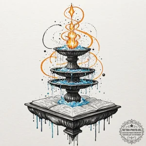 Tattoo sketch, knowledge fountain, a classica... - эскиз тату (№1752403023_0, 13.07.2025 10:37) — tattoo-photo.ru