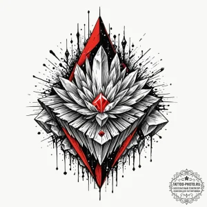 Tattoo sketch, glowing crystal data drive, a... - эскиз тату (№1752403196_0, 13.07.2025 10:39) — tattoo-photo.ru