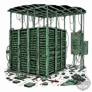 Tattoo sketch, zombie data server farm, a dar... - эскиз тату (№1752403452_0, 13.07.2025 10:44) — tattoo-photo.ru