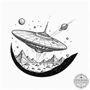 Tattoo sketch, terraforming seed ship, a slee... - эскиз тату (№1752404137_0, 13.07.2025 10:55) — tattoo-photo.ru