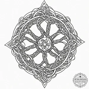 Tattoo sketch, karmic knotwork tree, an ancie... - эскиз тату (№1752406230_0, 13.07.2025 11:30) — tattoo-photo.ru
