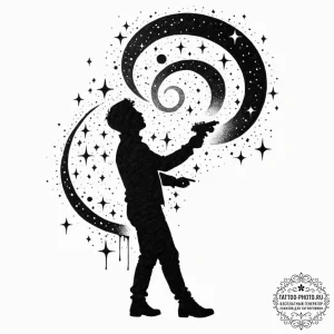 Tattoo sketch, galactic graffiti artist, a si... - эскиз тату (№1752406670_0, 13.07.2025 11:37) — tattoo-photo.ru