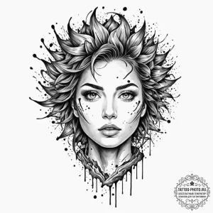 Tattoo sketch, controlled chaos: an explosion... - эскиз тату (№1752406838_0, 13.07.2025 11:40) — tattoo-photo.ru