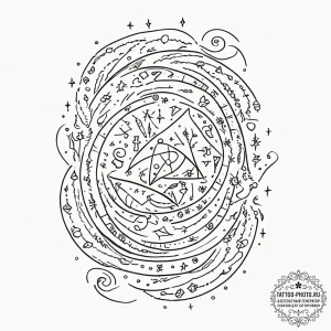 Tattoo sketch, xenoglossia scroll, an ancient... - эскиз тату (№1752407012_0, 13.07.2025 11:43) — tattoo-photo.ru