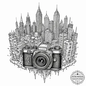 Tattoo sketch, anachronistic antique camera c... - эскиз тату (№1752407097_0, 13.07.2025 11:44) — tattoo-photo.ru