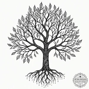 Tattoo sketch, sapling of sentience (ai), a d... - эскиз тату (№1752407266_0, 13.07.2025 11:47) — tattoo-photo.ru