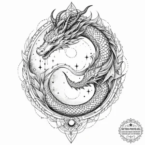 Tattoo sketch, lucid dragon dreamer, a powerf... - эскиз тату (№1752407605_0, 13.07.2025 11:53) — tattoo-photo.ru