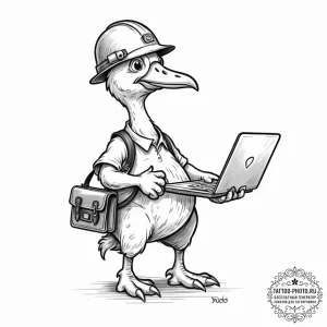 Tattoo sketch, dodo of diligence, a whimsical... - эскиз тату (№1752407949_0, 13.07.2025 11:59) — tattoo-photo.ru