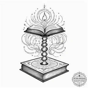 Tattoo sketch, levitation of wisdom, a glowin... - эскиз тату (№1752409916_0, 13.07.2025 12:31) — tattoo-photo.ru