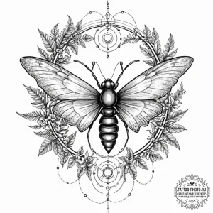 Tattoo sketch, flora and fauna of ai, a vibra... - эскиз тату (№1752410947_0, 13.07.2025 12:49) — tattoo-photo.ru
