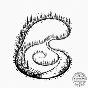Tattoo sketch, unfurling path of possibilitie... - эскиз тату (№1752411200_0, 13.07.2025 12:53) — tattoo-photo.ru
