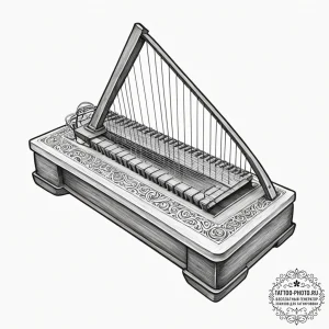 Tattoo sketch, zither of soulful vibrations,... - эскиз тату (№1752416898_0, 13.07.2025 14:28) — tattoo-photo.ru