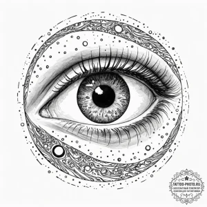 Tattoo sketch, universal gaze of the observer... - эскиз тату (№1752416984_0, 13.07.2025 14:29) — tattoo-photo.ru