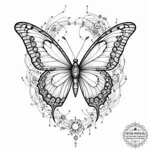 Tattoo sketch, butterfly emerging from a chry... - эскиз тату (№1752417565_0, 13.07.2025 14:39) — tattoo-photo.ru