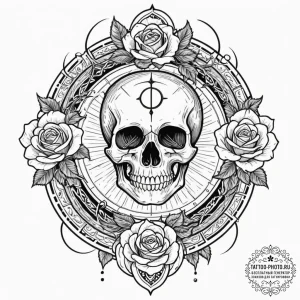 Tattoo sketch, techno-shaman's drum, a tradit... - эскиз тату (№1752417649_0, 13.07.2025 14:40) — tattoo-photo.ru