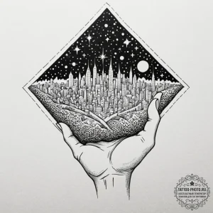 Tattoo sketch, nocturnal architect's blueprin... - эскиз тату (№1752418063_0, 13.07.2025 14:47) — tattoo-photo.ru