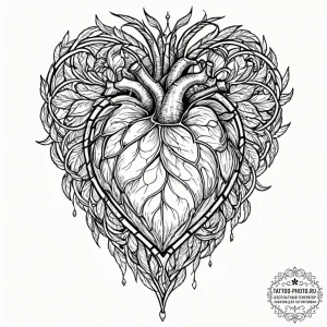 Tattoo sketch, stained glass heart, digital l... - эскиз тату (№1752418746_0, 13.07.2025 14:59) — tattoo-photo.ru