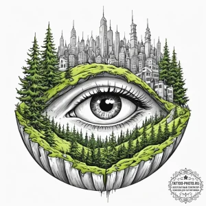 Tattoo sketch, divergent dimensions, a single... - эскиз тату (№1752418831_0, 13.07.2025 15:00) — tattoo-photo.ru