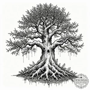 Tattoo sketch, yew tree of yielding wisdom, a... - эскиз тату (№1752418917_0, 13.07.2025 15:01) — tattoo-photo.ru