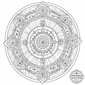 Tattoo sketch, zodiac wheel, algorithm driven... - эскиз тату (№1752419435_0, 13.07.2025 15:10) — tattoo-photo.ru